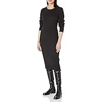 Calvin Klein Women's Petite Long Sleeve Crewneck Side Slit Zipper Dress
