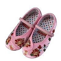 Children's Flower Shoes Girls Embroidered Toddler Shoes (30, Pink)