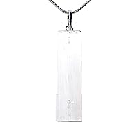 Zenergy Gems Selenite Charged Wire-Wrapped & Electroformed Natural Gemstone Pendant + 20
