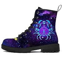Zodiac Boots Womens Mens Combat Boots Lace Up Round Toe Work Ankle Booties Waterproof Shoes Gifts for Him Her