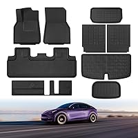 9Pcs Floor Mats for Tesla Model Y 7 Seater 2024 2023-2020 Full Sets All Weather Floor Mat for Tesla Model Y Accessories 2024 2023-2020 Rear Back Seat Cover Protector Front Rear Trunk