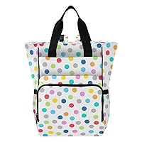 Polka Dot Diaper Bag Backpack for Dad Mom Large Capacity Baby Changing Totes with Three Pockets Multifunction Diaper Bag Tote for Playing Shopping