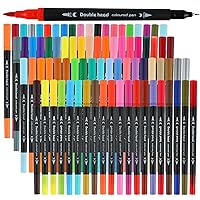 80 Colors Dual Tip Brush Pens, Fine and Brush Tips Colored Pens for Adults and Kids, Coloring Markers for Coloring Book Bullet Journaling Note Taking Hand Lettering