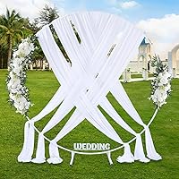 MoKoHouse Wedding Arch Draping Fabric 6 Panels White Chiffon Fabric Drapery Sheer Backdrop Curtains 6 Yards for Baby Shower Birthday Party Decorations