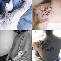 DaLin 4 Sheets Sexy Temporary Tattoos for Women Flowers Collection Black Rose Fake Tattoos for Women Men