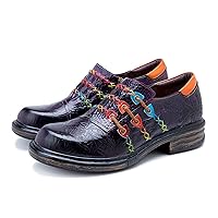 Women's Handmade Lambskin Oxford Loafers Shoes with Retro Ethnic Printed Style, Brock Design for Casual and Fashion Collegiate Style