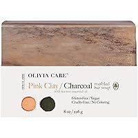 Pink Clay Charcoal Bar Soap 100% Natural, Vegan & Organic - For Face & Body - Detoxify, Exfoliate, Hydrate, Glows, Moisturize & Deep Clean - Leave Skin Smooth & Silky - 8 OZ
