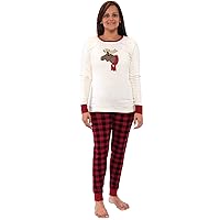Touched by Nature Unisex Holiday Pajamas, Moose Women, Women X-Large