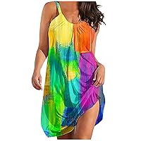 Women's Comfortable Casual Dress 2023 Sexy Spaghetti Strap Print Summer Beach Dress Slim Fit Sleeveless Dresses