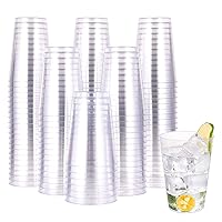 JOLLY CHEF 12 oz Clear Plastic Cups, 100 Pack Heavy-duty Party Glasses, Disposable Plastic Cups for Halloween,Thanksgiving Day, Christmas Party