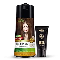 Herbishh Hair Color Shampoo for Gray Hair Light Brown 400 ML + Hair Color Cream for Gray Hair Coverage