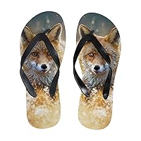 Vantaso Slim Flip Flops for Women Cute Vulpes Red Fox Yoga Mat Thong Sandals Casual Slippers