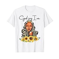 God Said I'm Beautiful Floral Anime black girl Sunflower T-Shirt