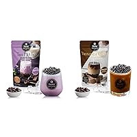 Flavfar Instant Boba Bubble Pearl Vietnamese Coffee & Taro Milk Tea Kit: Ready in 25 Seconds | Ultimate Bubble Tea Experience with Authentic Tapioca Boba & Jelly Straws - 5 Servings