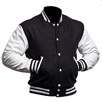 Mens Letterman Black Varsity Jacket - Black School Teen College Bomber Jacket