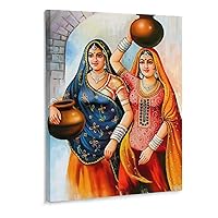 Posters Indian Wall Art Indian Women's Pottery Art Indian Cultural Art Posters Vintage Posters Canvas Wall Art Prints for Wall Decor Room Decor Bedroom Decor Gifts 24x32inch(60x80cm) Frame-Style