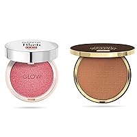 PUPA Milano Face Powder Duo - Desert Bronzing Powder and Extreme Blush Glow - Delivers Alluring Makeup Looks - Perfect Combination for Radiant Effect - Easily Blendable - Vegan - Cruelty Free - 2 pc