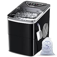 Ice Makers Countertop, Self-Cleaning Function, Portable Electric Ice Cube Maker Machine, 9 Pellet Ice Ready in 6 Mins, 26lbs 24Hrs with Ice Bags and Scoop Basket for Home Bar Camping RV(Black)