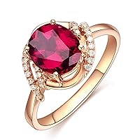 KnSam Real Gold Jewellery Women's Rings Made of 18 K Gold, Hollow Shape with 1.8 Carat Red Tourmaline Wedding Rings Trust Ring Women's Rings, 18 carat (750) gold, Tourmaline