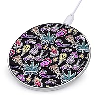 Stoned Trippy Drug Theme and Cool Psychedepic Character Wireless Charging Pad Station Portable Wireless Charger Pad Round Phone Charger