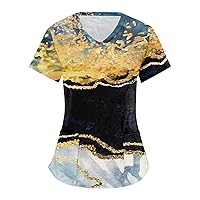 Plus Size Scrubs for Women Printed Summer Tops for Women 2024 Scrubs for Women Stretchy Nursing Scrubs Shirts