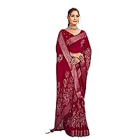 Traditional Wear Indian Women Fancy Self Weaving Saree & Blouse Muslim Sari 5738