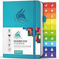 Clever Fox Daily Planner – Undated Planning Notebook with Hourly Schedule & To-Do List – Personal Day Task & Work Organizer, 6 Months (Turquoise)
