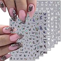 BSBTBZ Butterfly 3D Self-Adhesive Nail Art Stickers, Shiny Glitter Decals for Women Girls, Waterproof, Acrylic, Single Use, Glossy Finish, Home & Salon