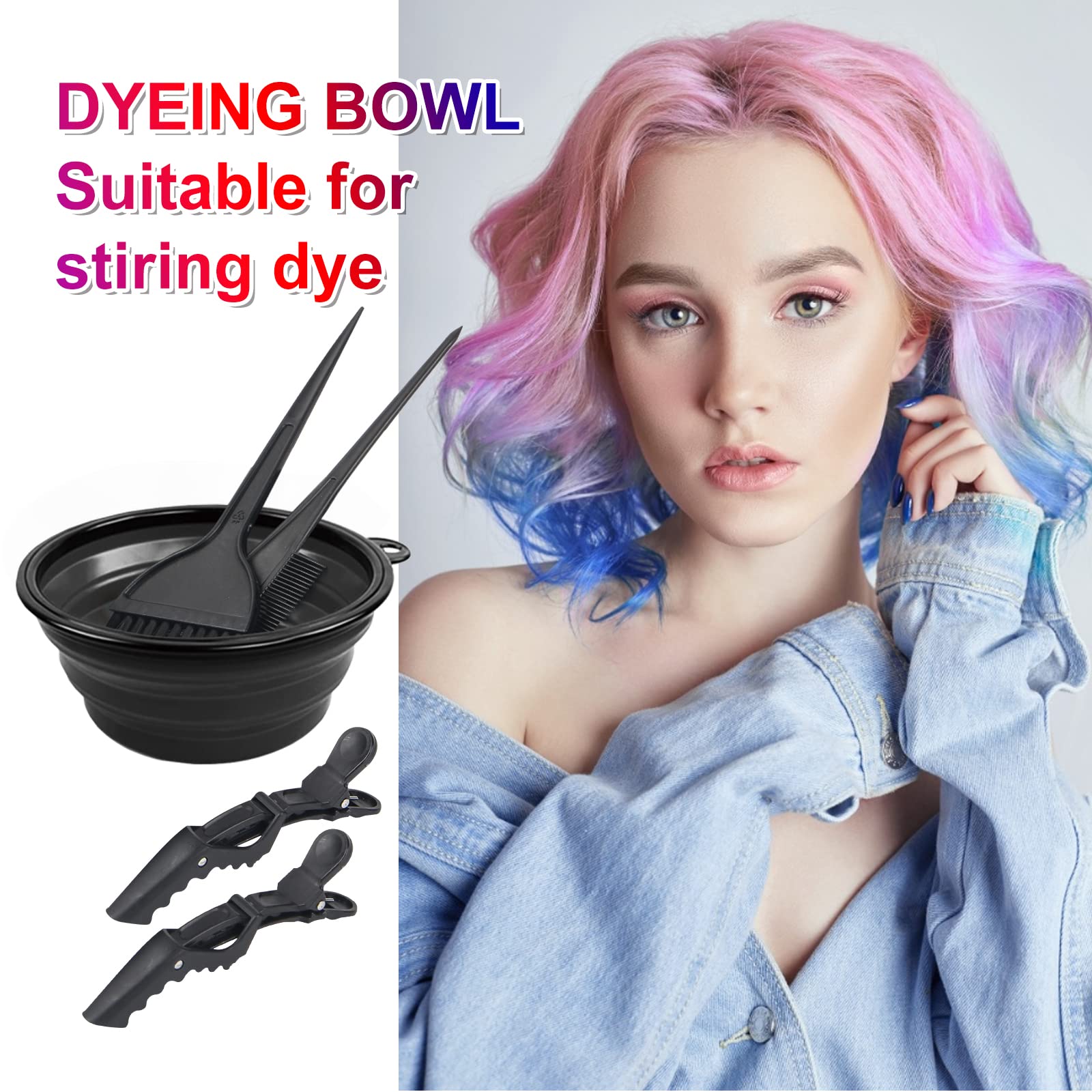 Yexixsr 5Pcs Professional Salon Hair Coloring Dyeing Kit, Dye Brush and Mixing Bowl Set, Angled Comb and Clips