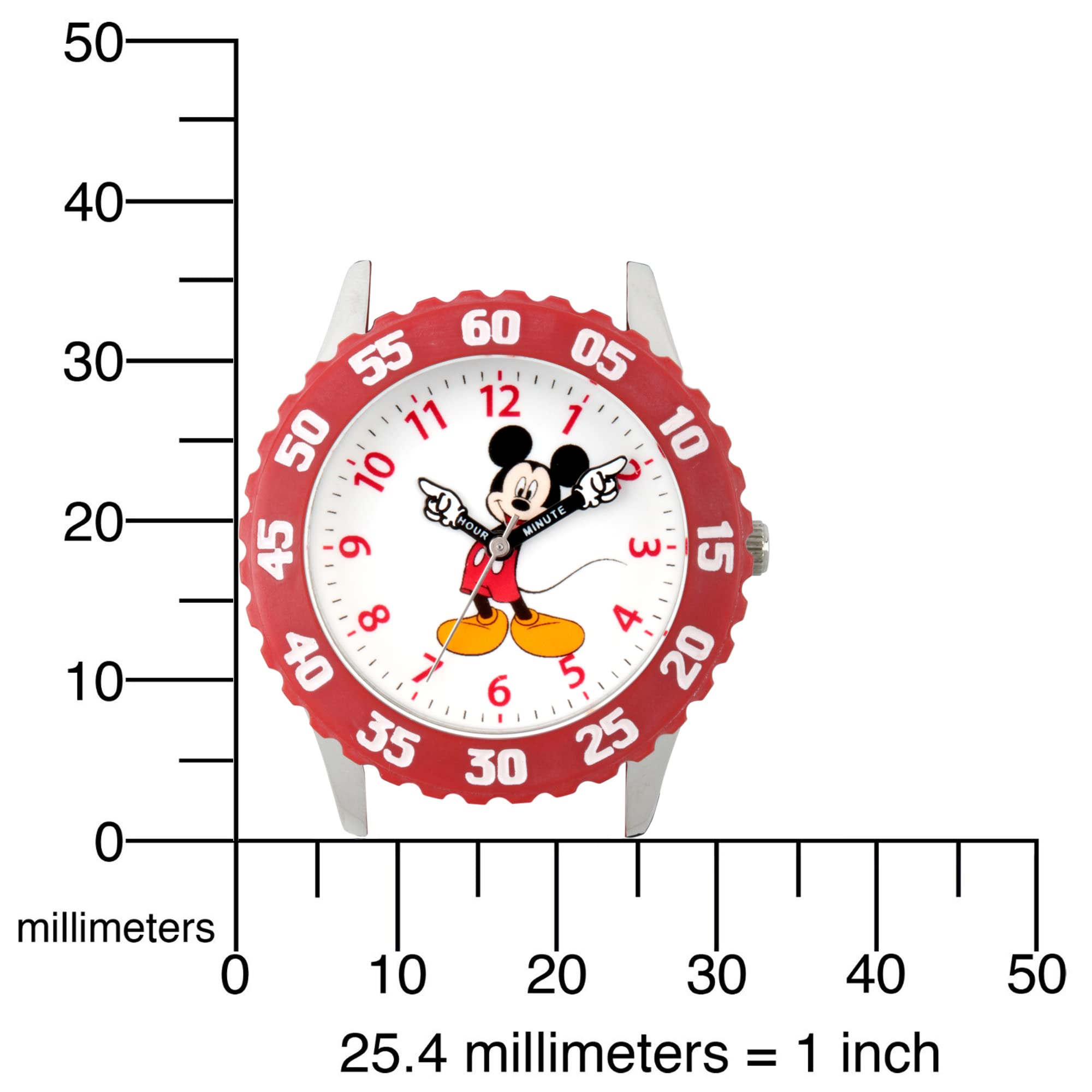 Disney Mickey Mouse Kids' Bezel Stainless Steel Time Teacher Analog Nylon Strap Watch