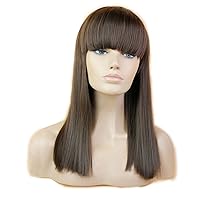 Straight Long Wig with Bangs Dark Brown Full Wigs for Women Cosplay Wigs Prime