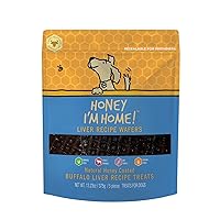 Liver Recipe Wafers Buffalo Dog Treats, 13.23 Ounces - All Natural, Free Range, Healthy, Grain Free, Honey Coated & Crispy