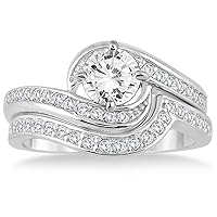 AGS Certified 1 3/8 Carat Diamond Bridal Set in 14K White Gold (H-I Color, I1-I2 Clarity)