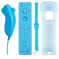 Wii Nunchuck Remote Controller with Motion Plus Compatible with Wii and Wii U Console Wii Remote Controller with Shock Function (Blue)