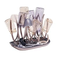 MOTHER-K Baby Bottle Drying Rack with Tray, Adjustable Holder for Bottles, Pacifier, Pump Parts and Accessories (Beige)