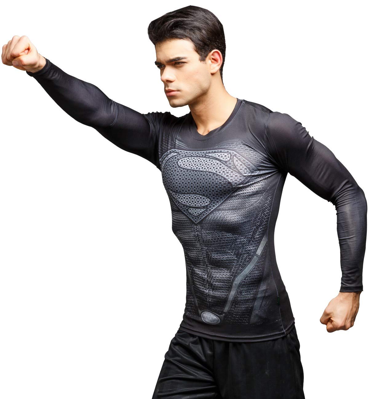 Red Plume Men's Compression Sports Shirt Cool Super Person Running Long Sleeve Tee