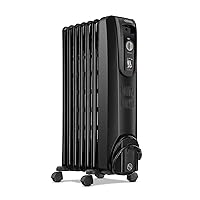 DeLonghi Oil filled Radiator Heater, 1500W Electric Space Heater for indoor use, quiet portable room heater, 1500W, Energy Saving, full room, office and bedroom with safety features, KH39071CB, black