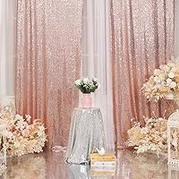 Sequin Backdrop Curtain Eternal Beauty Glitter Sequin Background for Wedding Party Decor (2 Panels, W2 x H8FT,Rose Gold)