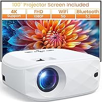 HAPPRUN Projector, Projector with WiFi and Bluetooth, [One Step Mirroring]Projector for Phones, 12000L Native 1080P Portable Projector with Screen, Outdoor Movie Projector for Smartphone/HDMI/TV Stick