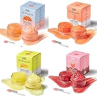 ANAI RUI 4 Lip Care Set with Strawberry, Peach, Turmeric and Grapefruit Lip Treatment Set, Lip Overnight Mask and Lip Scrub