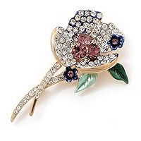 Stunning Sparkling Floral Brooch (Gold Plated Finish)