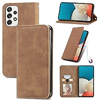 Flip Leather Wallet Phone Case for Samsung Galaxy A73 A53 A33 A32 5G A50 A51 A52 4G, Solid Color Stand Card Holder Back Cover(Tan,A50)
