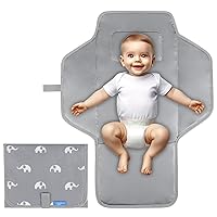 Portable Changing Pad Travel - Waterproof Compact Diaper Changing Mat with Built-in Pillow - Lightweight & Foldable Changing Station, Newborn Shower Gifts(Cute Elephant)