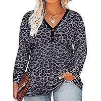 RITERA Plus Size Tops for Women Long Sleeve Casual Ragal Shirts Henley Fall Blouse XL-5XL