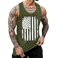 American Flag Tank Top Men 4th July Independence Day USA Flag Patriotic Sleeveless Shirts Casual Gym Dry Fit Workout Shirt