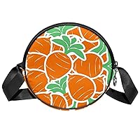 Cartoon Orange Vegetables Carrot Pattern Crossbody Bag for Women Teen Girls Round Canvas Shoulder Bag Purse Tote Handbag Bag