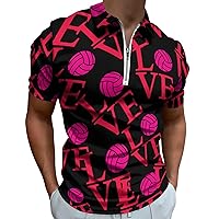 Volleyball Love Golf Polo Shirts for Men Casual Short Sleeve Collared Athletic Tee