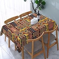 African Textile Patchwork Rectangle Tablecloth 54 x 72 Inch Waterproof Wrinkle Resistant Washable Farmhouse Table Cover Mat Modern Table Cloth for Kitchen Dining Room Party Home Decoration