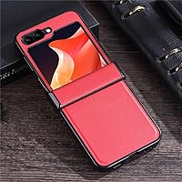 Hinge Protection Case for Samsung Galaxy Z Flip 5 4 3 PU Leather Skin,Luxury Vintage flip5 /flip4 /flip3 Slim Phone Cases Cover (red,for Samsung Z Flip 4)