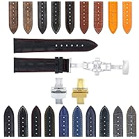 17,18,19,20,20,21,22,23,24mm Leather Band Strap Clasp Compatible with Stauer Meisterzeit 2B